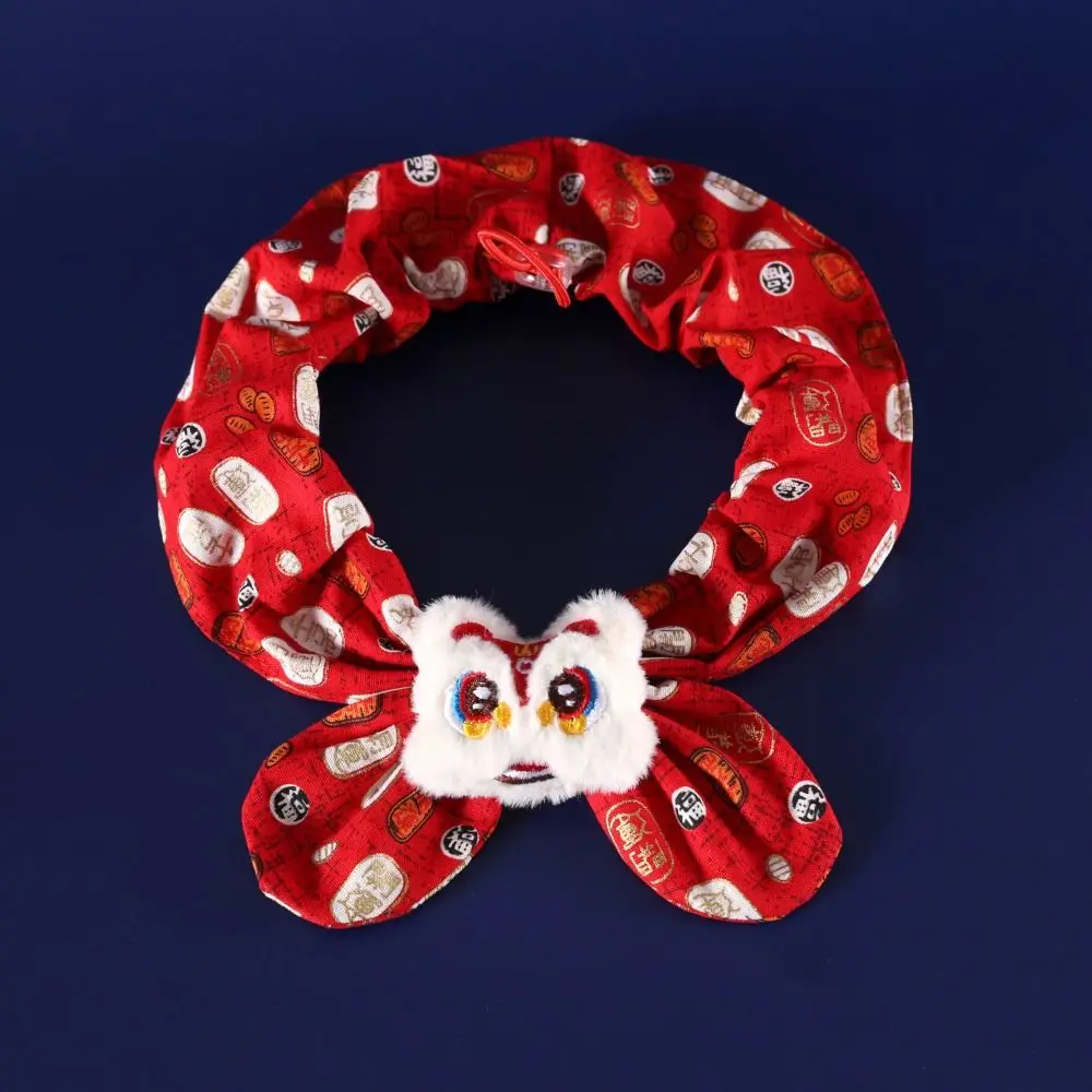 Chinese Style Pet New Year Scarf Collar Adjustable Warm Pet Cat Tie Blessing Handmade Cat Clothes New Year Celebration