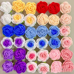 1PC Handmade Knitted Simulated Red Rose Head Valentine's Day&Wedding Eternal Knitted Rose Bud Best Girl's Commemoration Gift