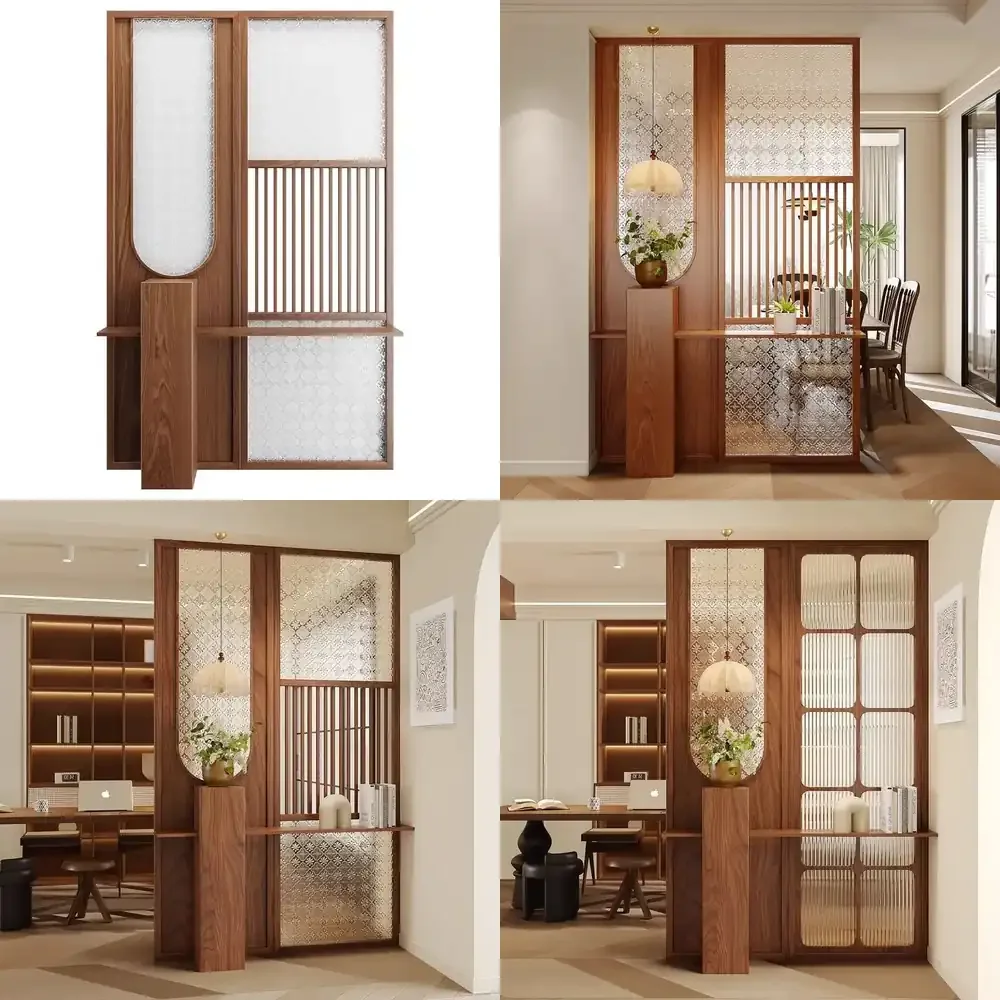 Screen Partition for New Chinese Style Living Room Solid Wood Entry Shielding Glass Hollow Entrance Office Opposite Door