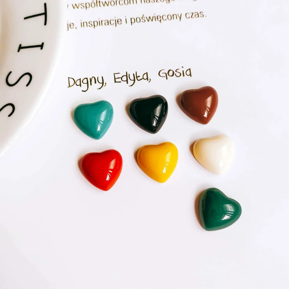 Resin Plastic Flat Back Cabochon Base Heart Pendant Earring Accessories Jewelry Component Diy Handmade Material 10pcs