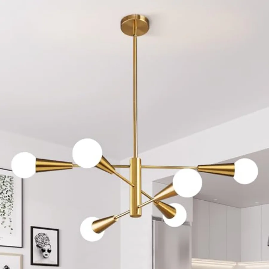 

Sputnik Chandelier Modern Chandelier E26 Mid Century Ceiling Light Fixture Height Adjustable Hanging Pendant Lighting for Dinin