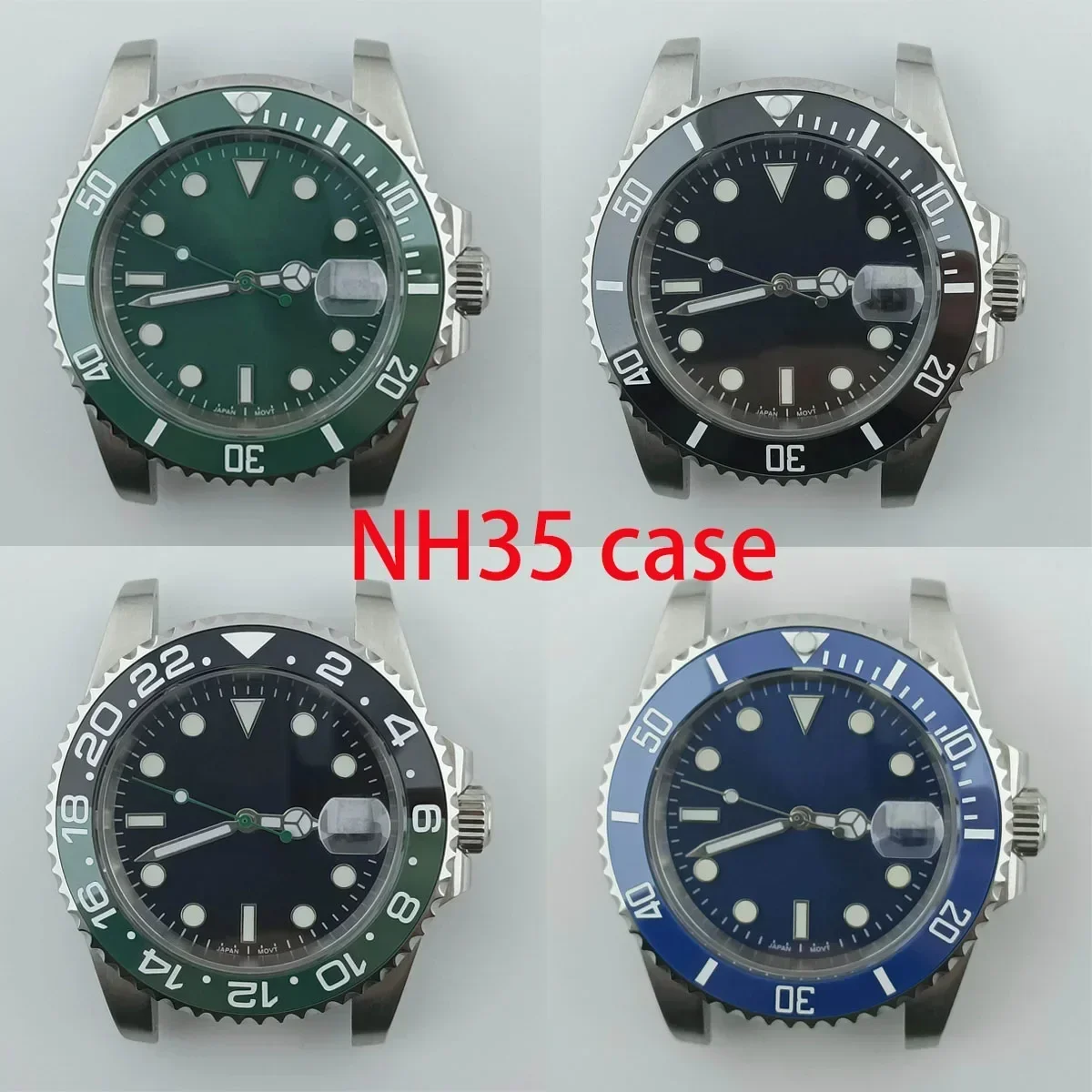 

40mm NH35 Case Stainless Steel Men Automatic Mechanical Sapphire Glass Waterproof Watch for SUB NH35 NH36 Movement Parts Replace