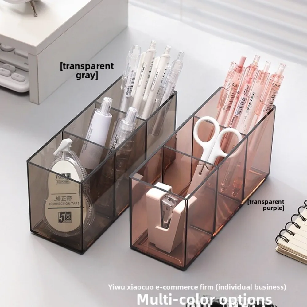 

Acrylic Desktop Organizer Box Transparent Storage Container for Pens Stationery Office School Supplies Makeup Accessories