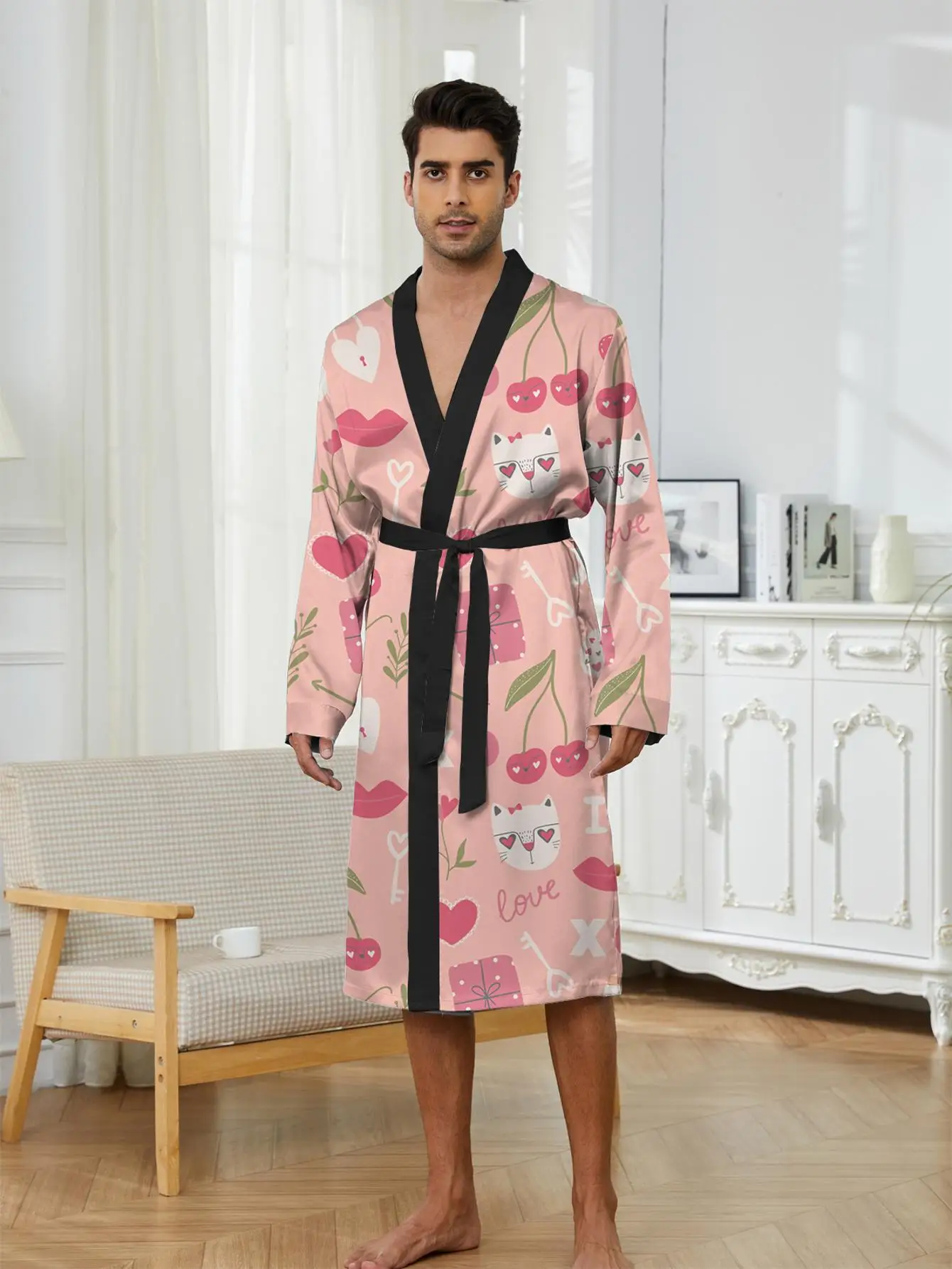 

1pcs Men's Robes 2026 Spring/Summer Breathable Men's bathrobe 3D Printed Robe man Sleepwear sleepwear Bathrobe men Graphic