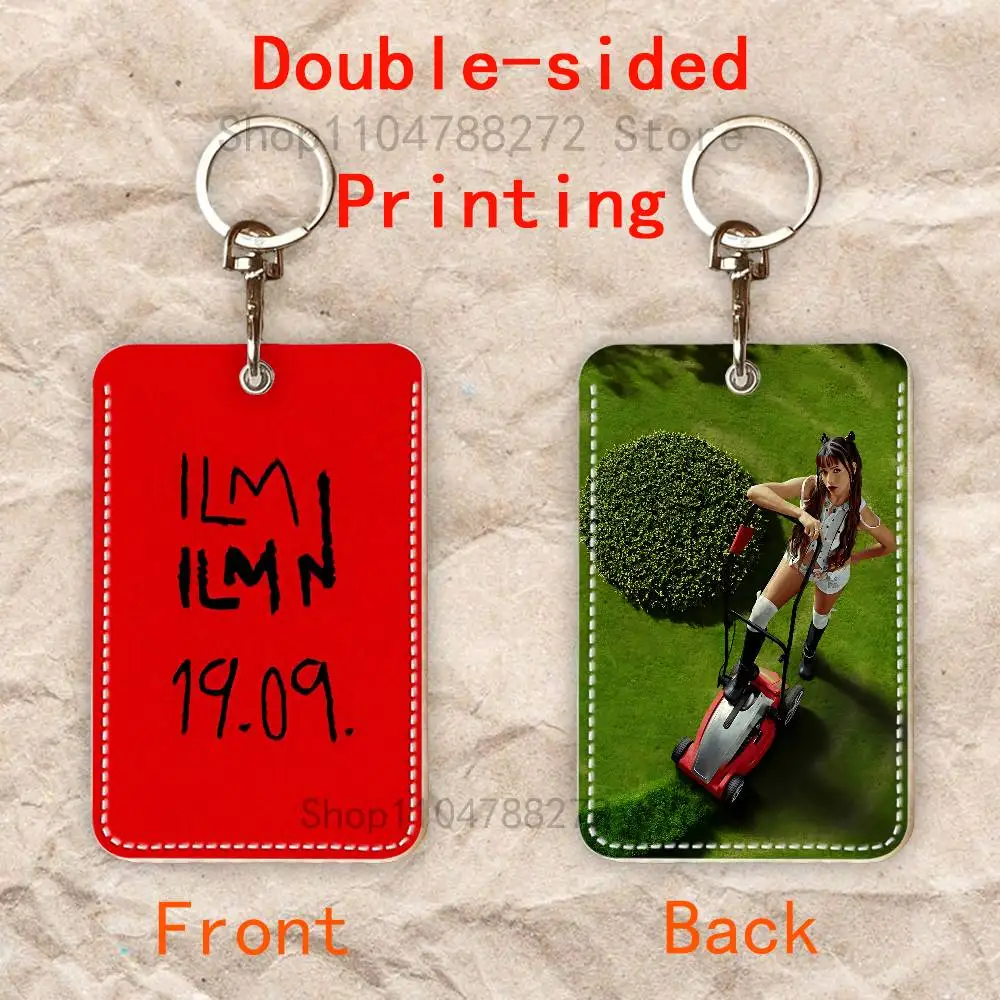 Nina C-Chuba Ich Lieb Mich Rectangle Card Case Keychain Access Card Bag Key Tag Ring Leather Card Holder Key Ring Access