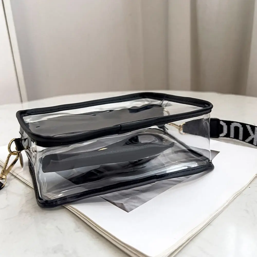 Transparent Crossbody Bag for Women Candy Color Letter Fashion Shoulder Bag PVC Transparent Jelly Bag Small Square Bag