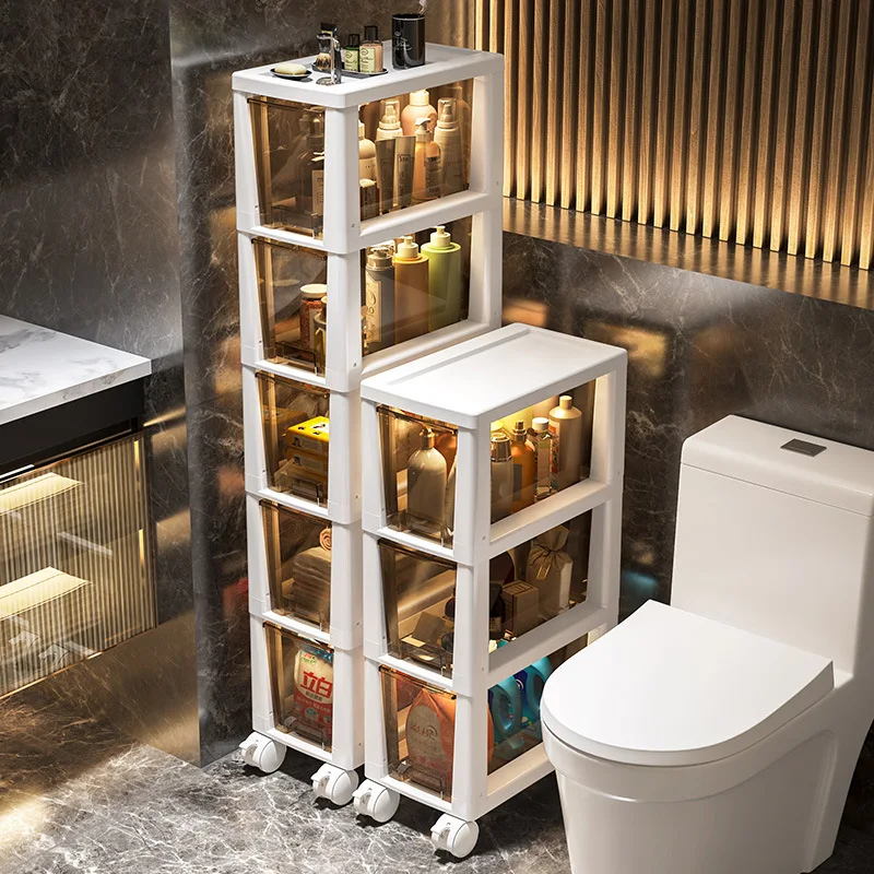 Bathroom Toilet Gap Storage Cabinet Freestanding Tiered Movable Drawers Bathroom Cabinet Cabinet Bathroom Furniture
