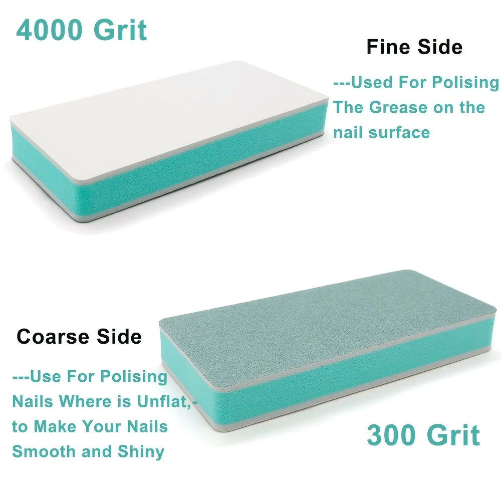 Tampons à ongles Double face réutilisables, Styles portables, vert-blanc, bloc de polissage, pédicure, éponge douce, outil de lime pour ongles, 10 pièces