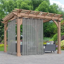 1PC, Waterproof Outdoor Sheer Grommet Top Curtain For Porch, Gazebo, Cabin, Patio Decor