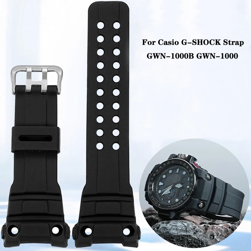 Para reloj Casio G-SHOCK 5371 GWN-1000B GWN-1000 correa de silicona de resina de repuesto para hombre deportivo resistente al agua banda de goma transpirable