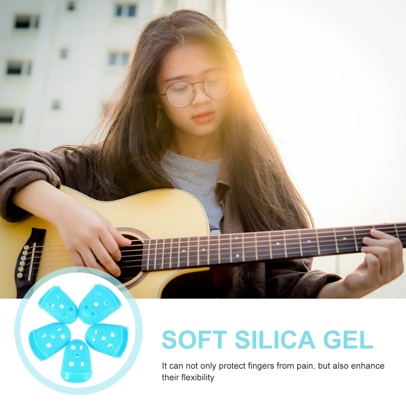 

25Pcs Fingertip Protector Set Natural Flexible Silicone Finger Caps for Guitar Banjo Harp Comfortable Extended Wear