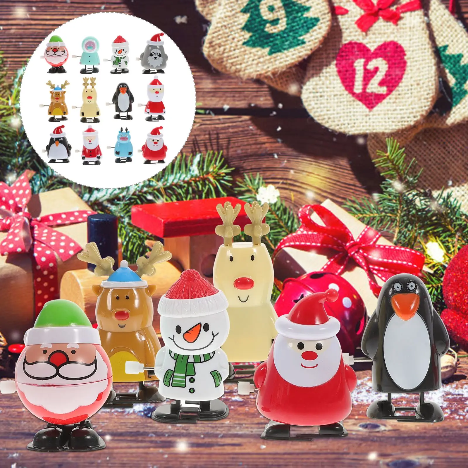 Juguetes navideños de cuerda para caminar, Papá Noel, alce, pingüino, muñeco de nieve, juguete de relojería, decoración del hogar, adornos navideños, regalo de Año Nuevo 2025