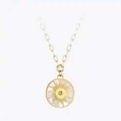 ENFASHION Sun Flower & Shell Pendant Necklace For Women Stainless Steel Fashion Jewelry Necklaces Collares Para Mujer P223296