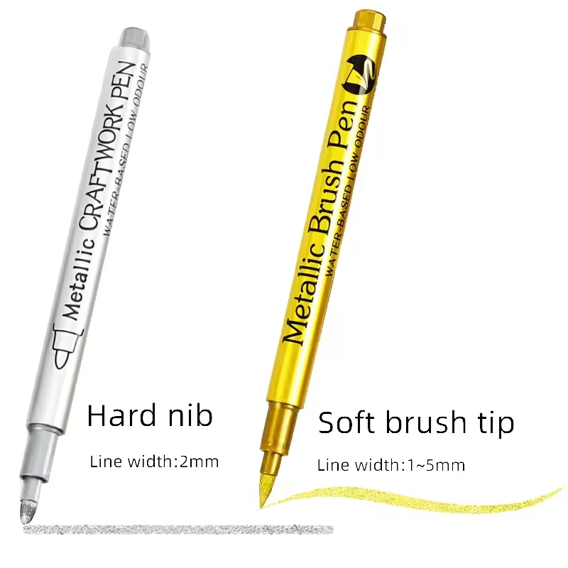 

2 Pcs Metallic Waterproof Permanent Marker Pens For DIY Epoxy Resin Mold Gold Silver Color Drawing Supplies Craft Marker Pens