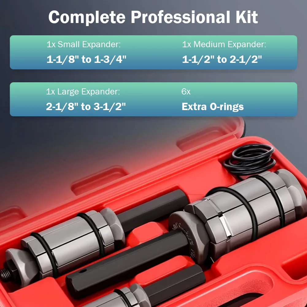 

3Pcs Tail Pipe Butt Muffler Exhaust Expander Kit 1-1/18 Inch To 3-1/2 Inch Automobile Exhaust Pipe Expander Repair Tool Kit