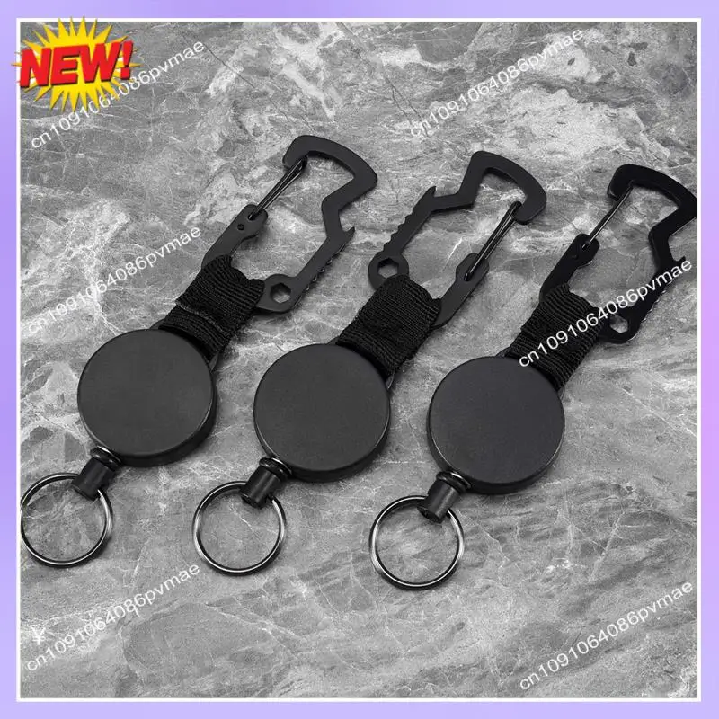 

T24C 3-пакет выдвижного брелка — сверхпрочная катушка-держатель бейджа с мультитулным карабином, кольцо для ключей со стальным проводом, шнур T