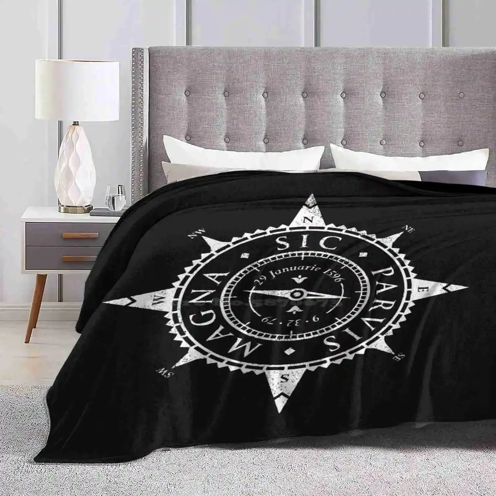 Uncharted Adventure ( White ) Top Quality Comfortable Bed Sofa Soft Blanket Uncharted Game Compass Sic Parvis Drakes Ring Latin