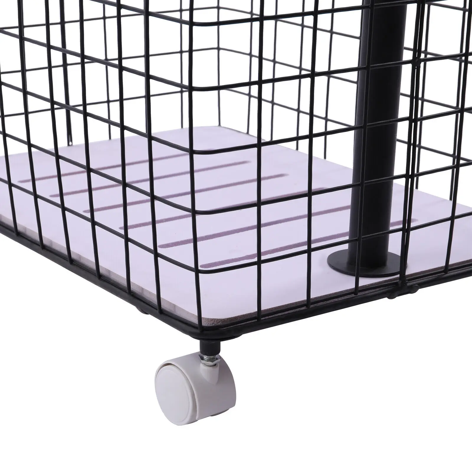 Coat Hat Metal Rack Rolling Wheels Garment Storage Shelf w/ Storage Basket