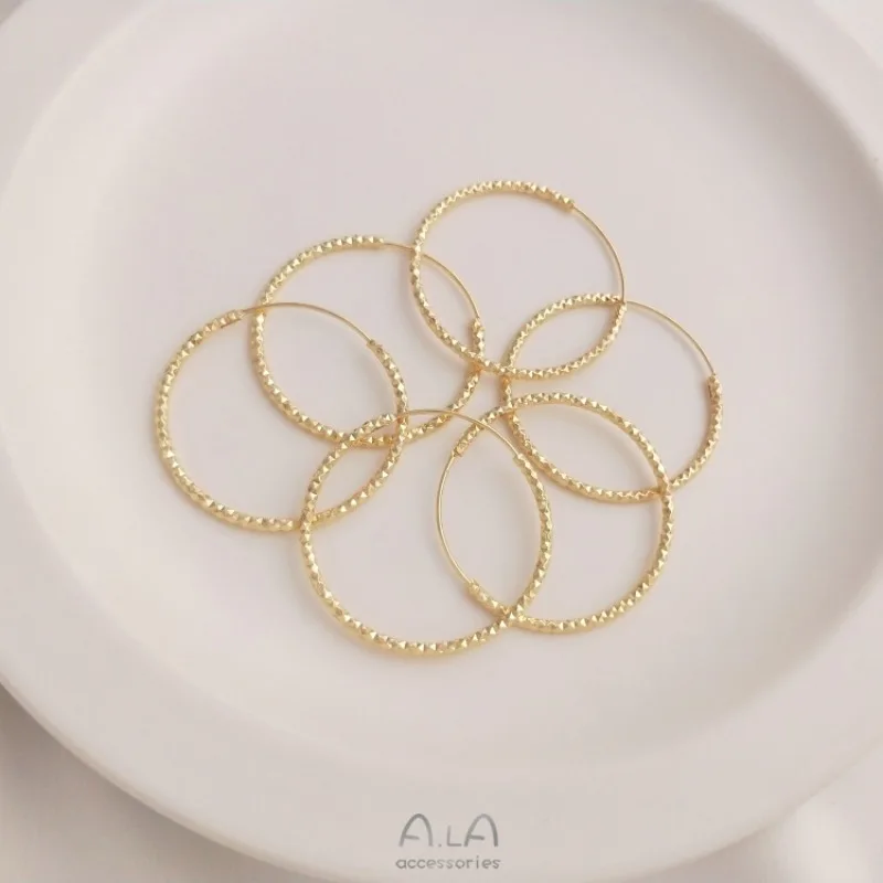 Fashion Light Luxury Trendy Big Earrings 14K Gold Color Faceted Earrings Simple Temperament Cold Wind Ear Jewelry