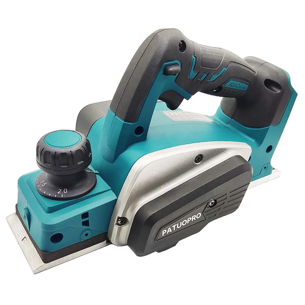 PATUOPRO 82MM Cordless Electric Planer Rechargeable Woodworking Cutter Handheld Wood Cutting Power Tool For Makita 18V Battery