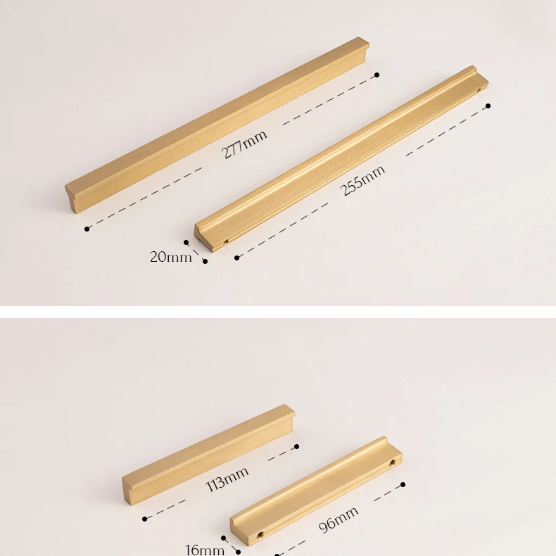 Long brushed brass furniture handle — supplier illustration 22
