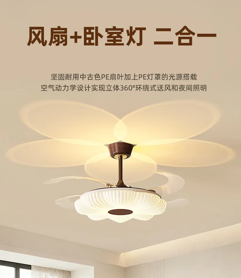 Master bedroom with fan integrated light 2026 new medieval children's room creative sunset projection invisible fan light