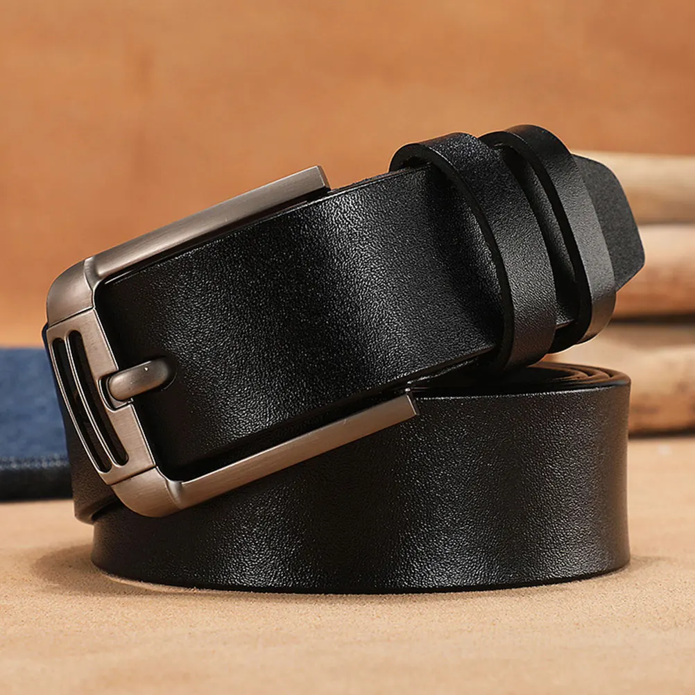 

Belt for Men Adjustable Casual Black Cowhide Pin Buckle Stylish Timeless Fashion Belt Accessories