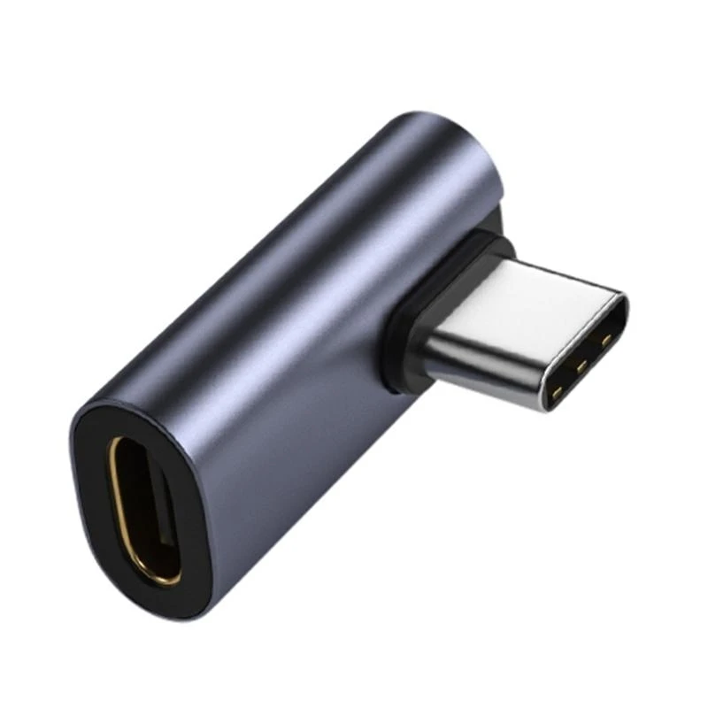 90 Degree Right Angle USB C Extension Adapter Connector USB Type C 3.1 Male to Female Extender Aluminum Alloy Extended Converter