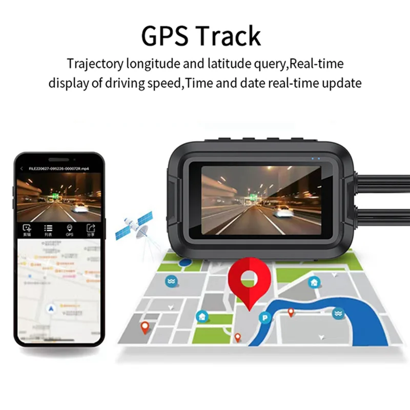

ABFN-V9 Мотоциклетная видеорегистратор Wi-Fi 1080P Передняя и задняя камера Водонепроницаемая мотоциклетная видеорегистратор с прочным монитором парковки