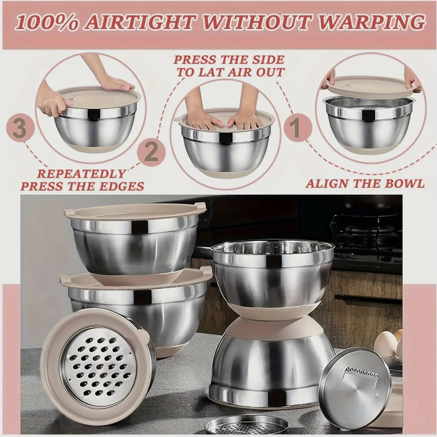 Meal Prep Noodles - Stylish Stainless Steel Mixing Bowl Set