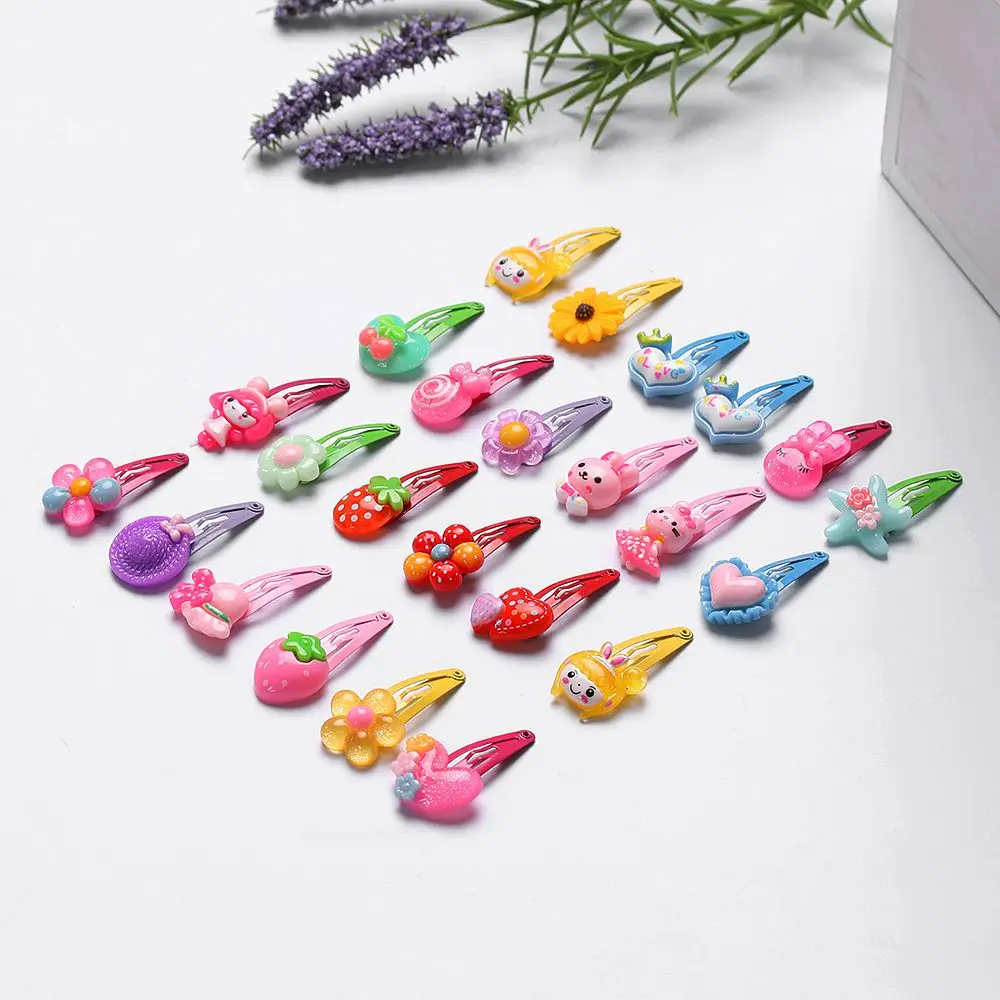 10/20Pcs Cartoon Flower Pattern Girls Hairpins Lovely Kids Hair Clips Butterfly Shaped Hair Jewelry Baby Infant Flower BB Clips