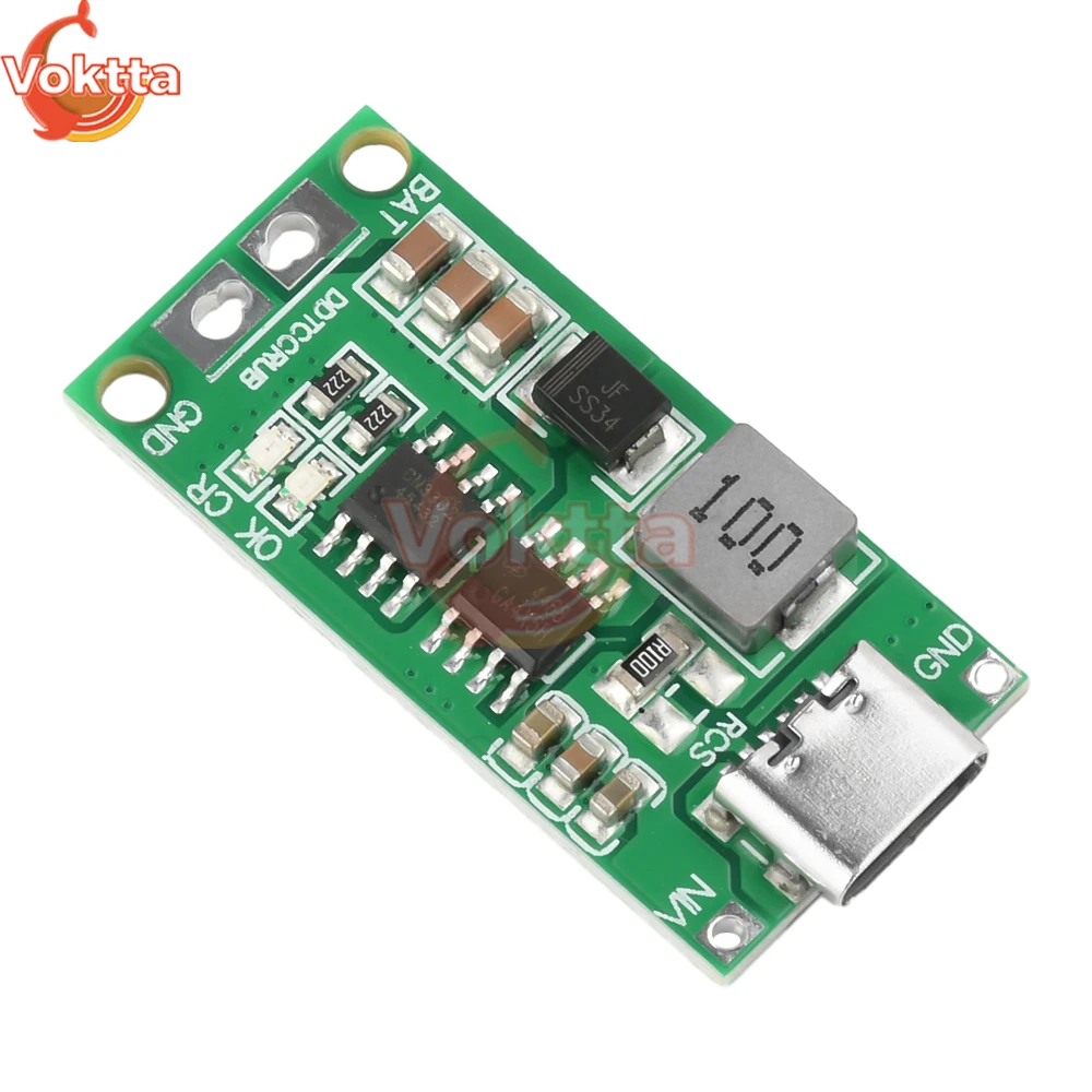 Módulo de reforço de carregamento 2s/3s/4s 1-4a, tipo c, módulo de carregador de bateria de lítio, dc 3-6v, conversor de tensão, placa de proteção