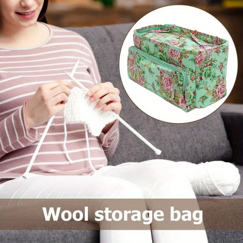 1PC Portable Sewing Supplies Tote Knitting Wool Yarn Handbag Crochet Sewing Needles Holder Woven Tools Organizer