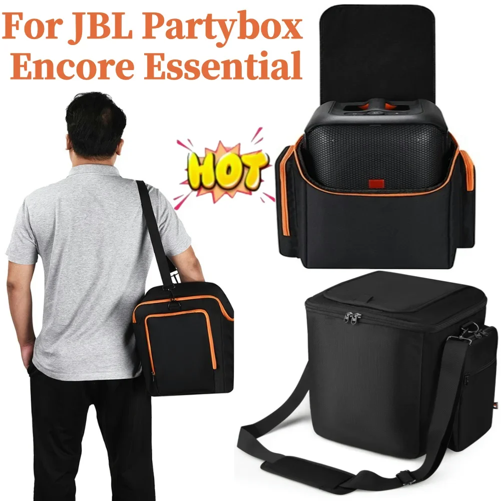 Travel Carrying Case with Shoulder Strap & Extra Pockets Portable Speaker Carry Case for JBL Partybox Encore Essential