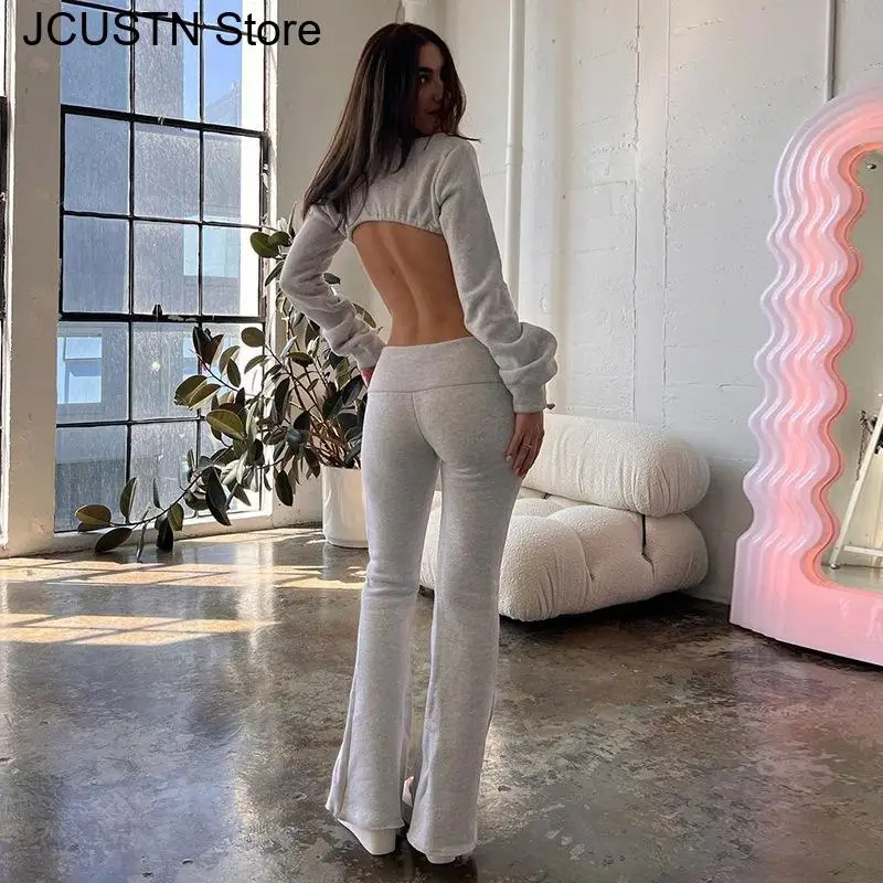 سراويل منخفضة الارتفاع رمادي سليم Sweatpants النساء اللياقة البدنية طماق Y2K Sweatpants عادية متوهج السراويل الرياضية الركض بنطلون #3