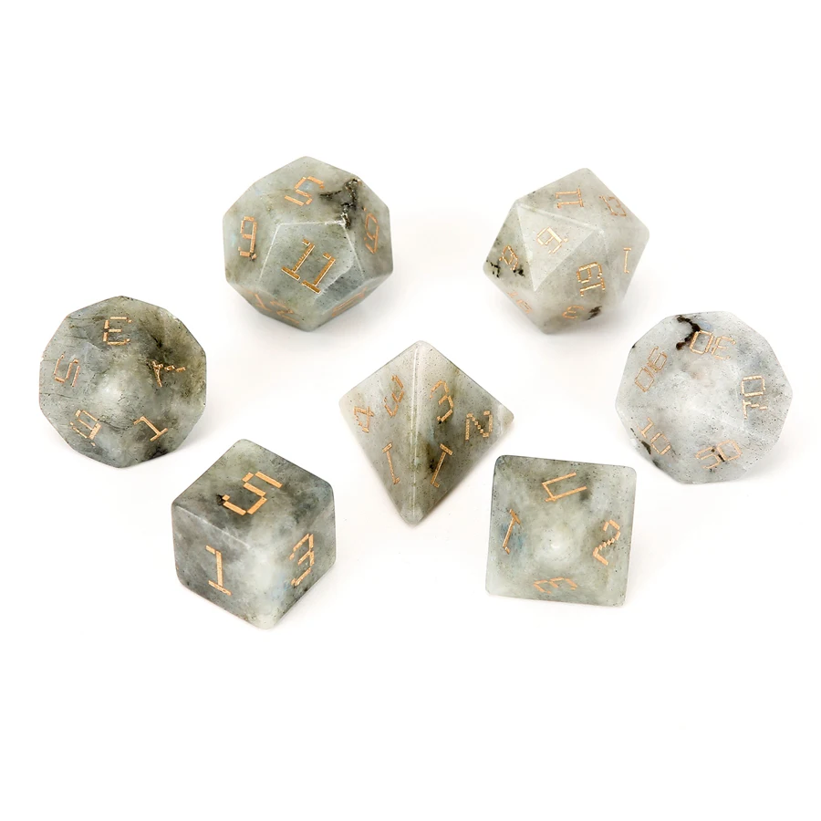 Imagem -03 - Polyhedral Natural Labradorite Dice Dnd Pedra Ornamentos Jóias Aceitar Personalizado Padrão Símbolo da Fonte