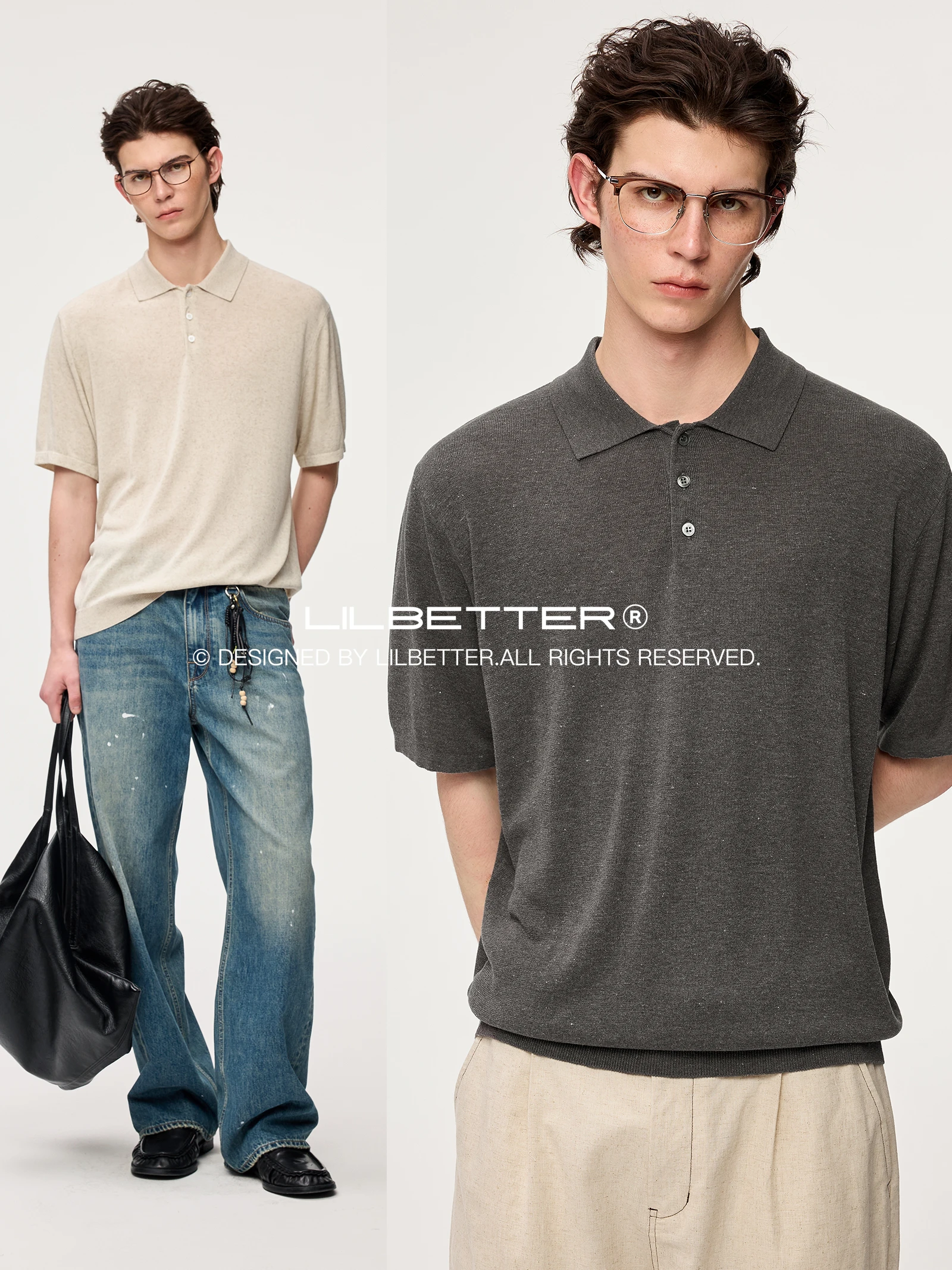 Lilbetter Linen Mix Knitted  Shirt Casual Loose Short Sleeve T-Shirt Fashionable Urban Style Youth Fashion Summer Wear