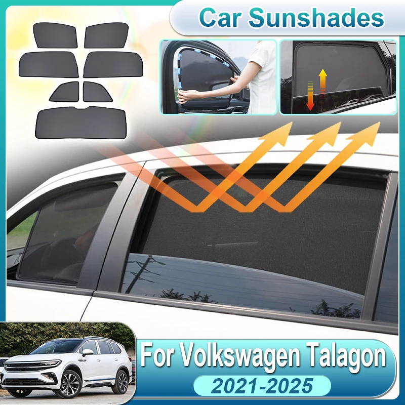 

For Volkswagen VW Talagon 2021 2022 2023 2024 2025 Car Side Window Sunshade UV Protection Magnetic Curtain Mesh Sun Shield Parts