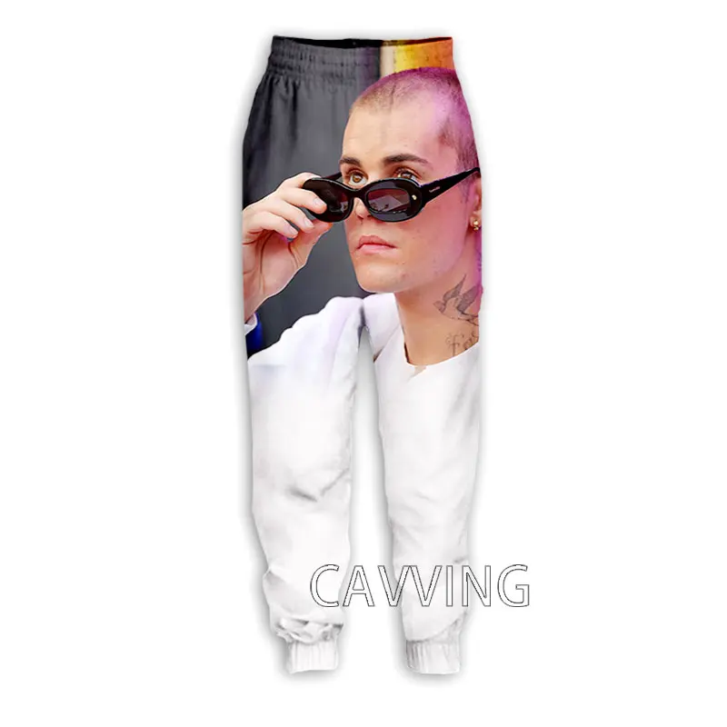 Cavving 3d impresso justin-bieber calças casuais esportes sweatpants calças retas moletom calças de jogging