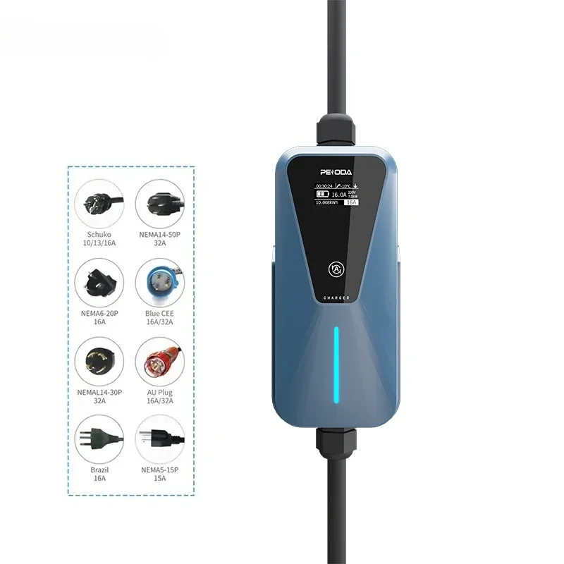 

Portable EV Charger 11kW 3 Phase Type 2 GBT 16A EVSE Charge Mode with Carry Bag