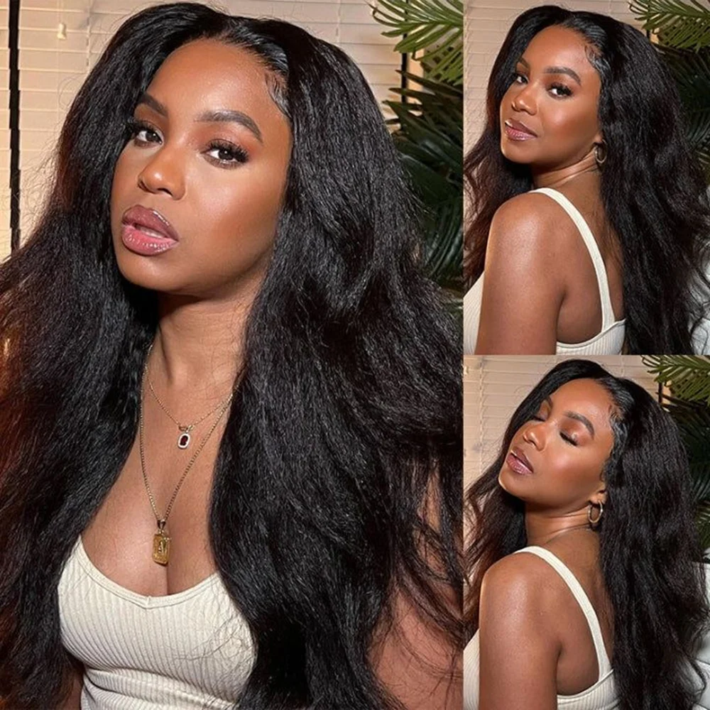 250% 13x6 Transparent Lace Frontal Kinky Straight Human Hair Wigs For Women Brazilian 13x4 Yaki Straight Lace Front Wig On Sale