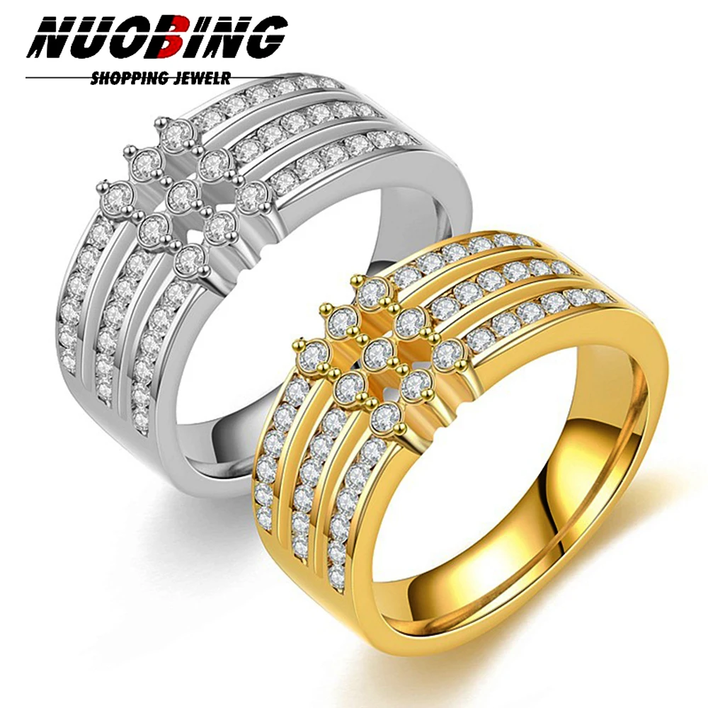 

Luxury Elegant Wedding Engagement Couple Rings Anniversary Accessory Women Lovers Crystal CZ Full Shiny Cubiz Zircon Stone