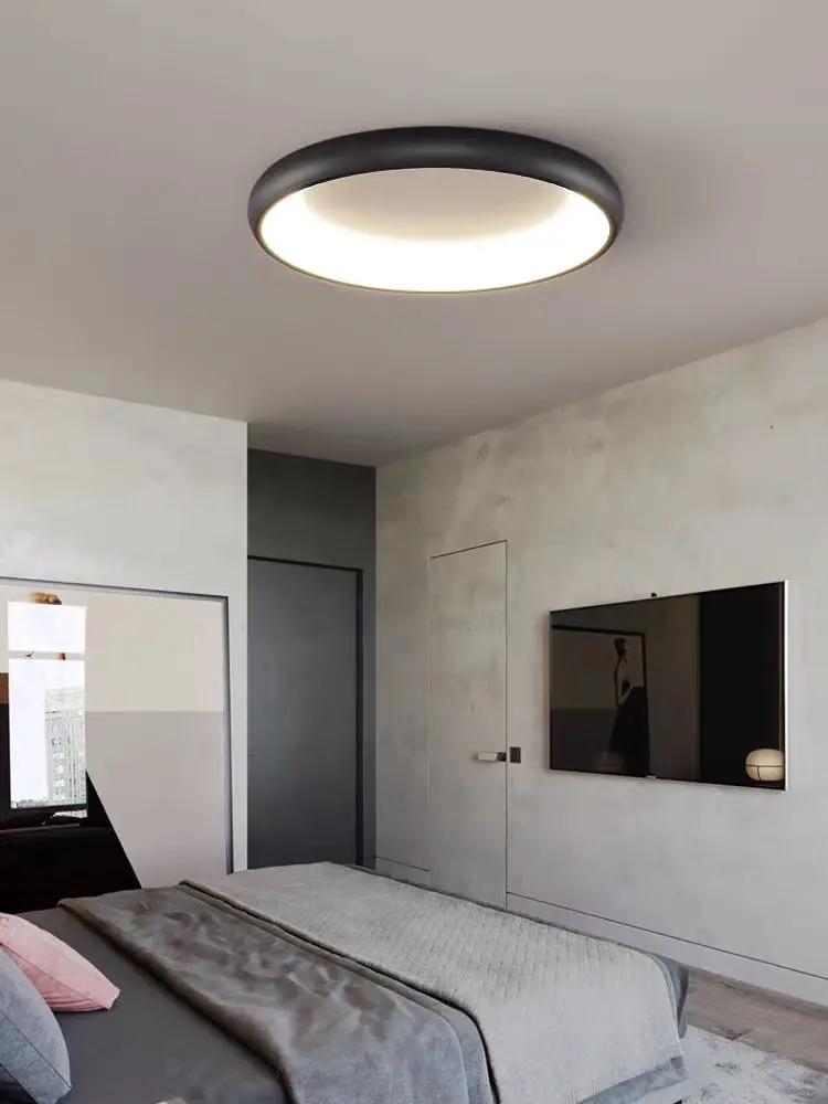 Plafonnier LED rond avec télécommande, moderne et élégant, intensité variable, chambre à coucher, lumière tridimensionnelle, non absorbe ouissante