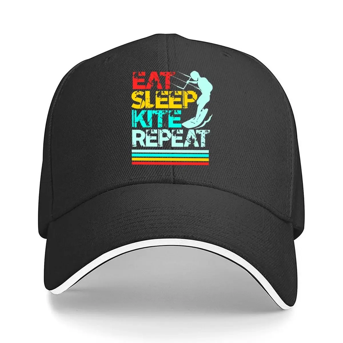 Eat Sleep Kite Repeat Lifestyle Themed Design Baseball Cap Adjustable Washed Hip Hop Hats Men Adult Fitted Retro Design