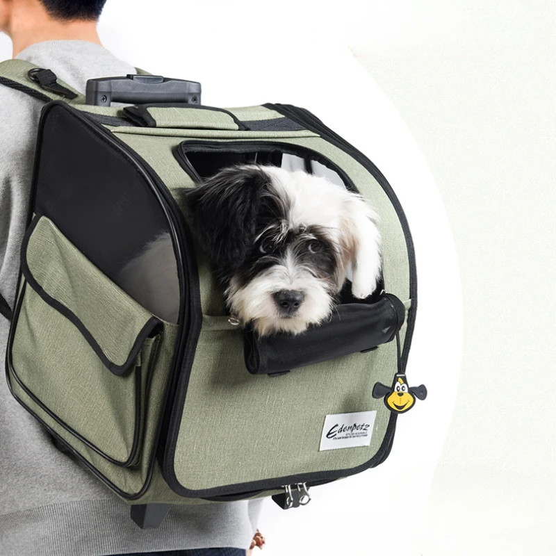 Edenpetz Breathable Pet Suitcase Portable Cat and Dog Backpack Outdoor Travel Pet Bag Pet Travel Backpack Pet Luggage Bag