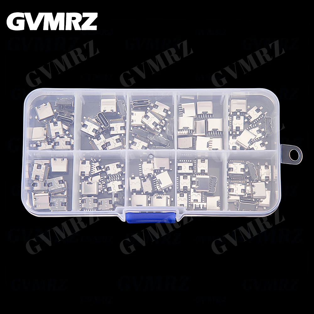 100Pcs Type C USB Charging Jack Welding Connectors USB-C Socket For Mobile Phone PCB DIY Repair Kits