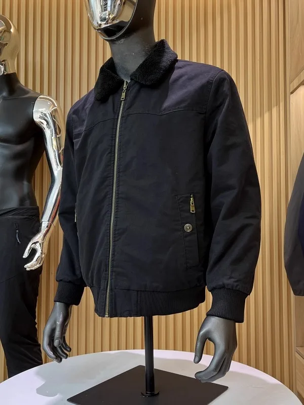 

Double-Sided Wear Design Fce-Lined Warm Men's Retro Workwear Collar Casual Jaet Trendy Autumn Winter Cotton Thiened Ja...