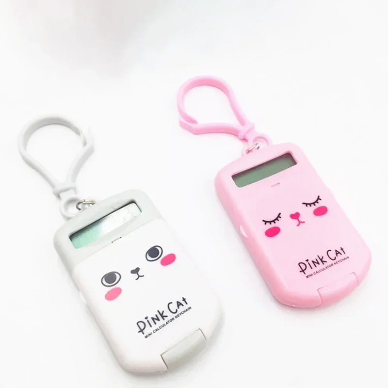 Portable Digit Calculator Cute Mini Calculator Pocket Size 8 Digit Display Cartoon Creative Keychain Calculator Office Supplies