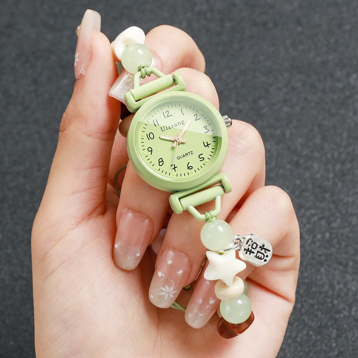 Fashion Beaded Strap Ladies Wrist Watch Star Lucky Charm Pendant Quartz Watch for Girls Clock Relogio Feminino (Without Box)