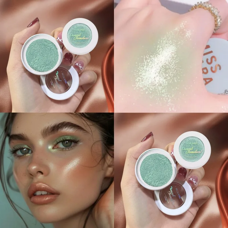 1 szt. Cień do powiek Chameleon o fakturze ziemniaka, wysoki połysk, wielokolorowy blask, długotrwałe chromowane wykończenie